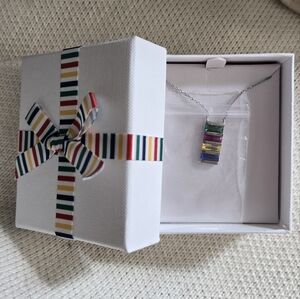 🆕️HBC Stripes Multicolor Pendant Necklace Sterling Silver Limited Edition